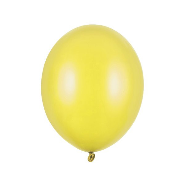 Latexový balónek - Metalická žlutá 27cm - 10 ks