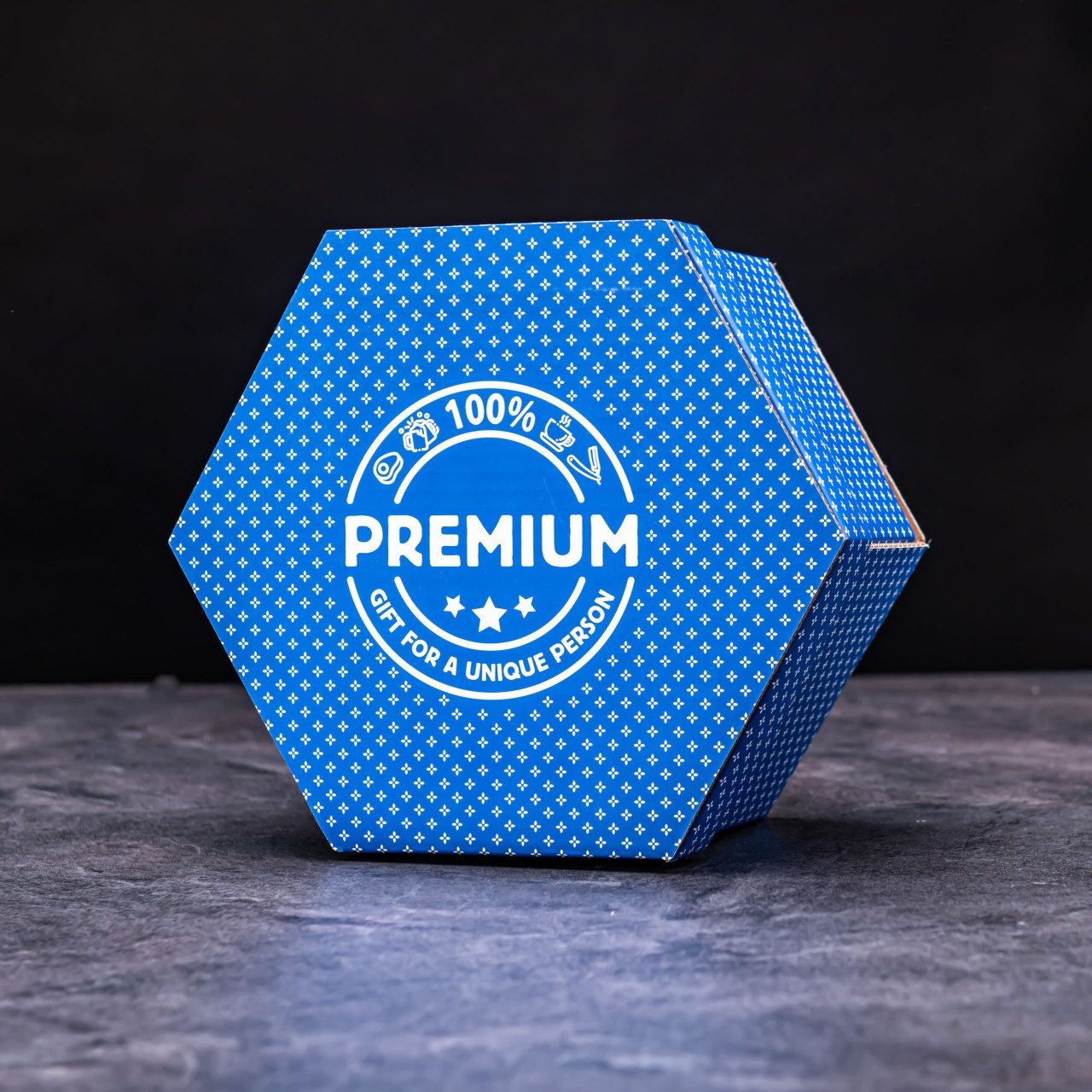 Hexagon plný luxusních popcornů - Modrý