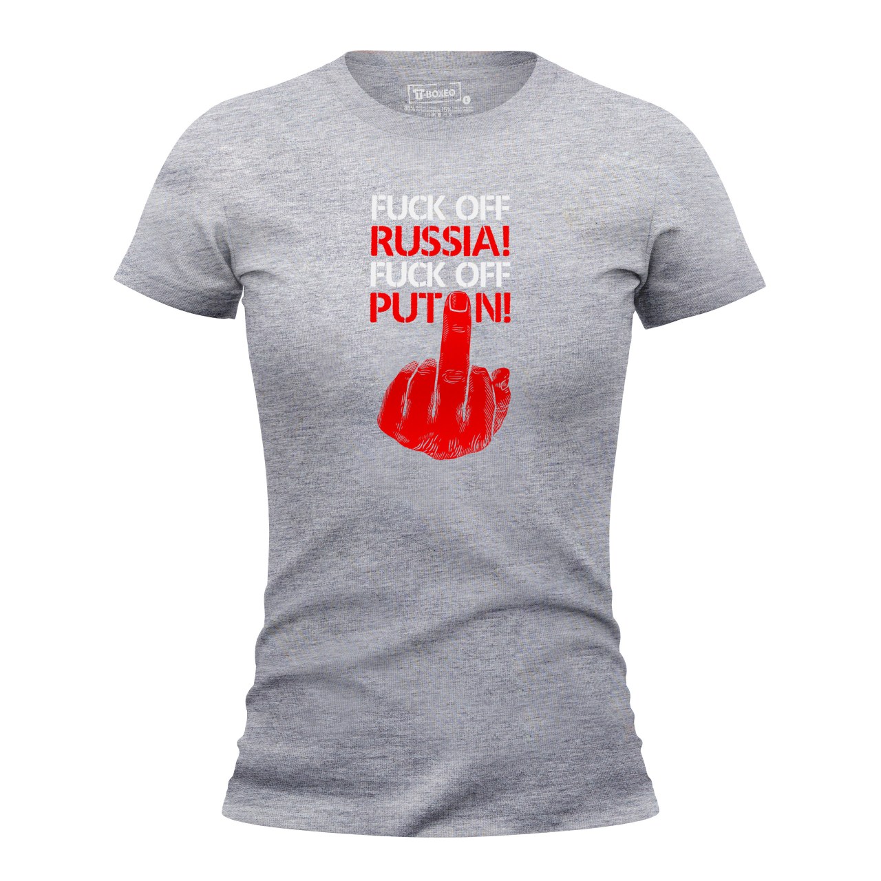 Dámské tričko s potiskem “Fuck off Russia! Fuck off Putin!”
