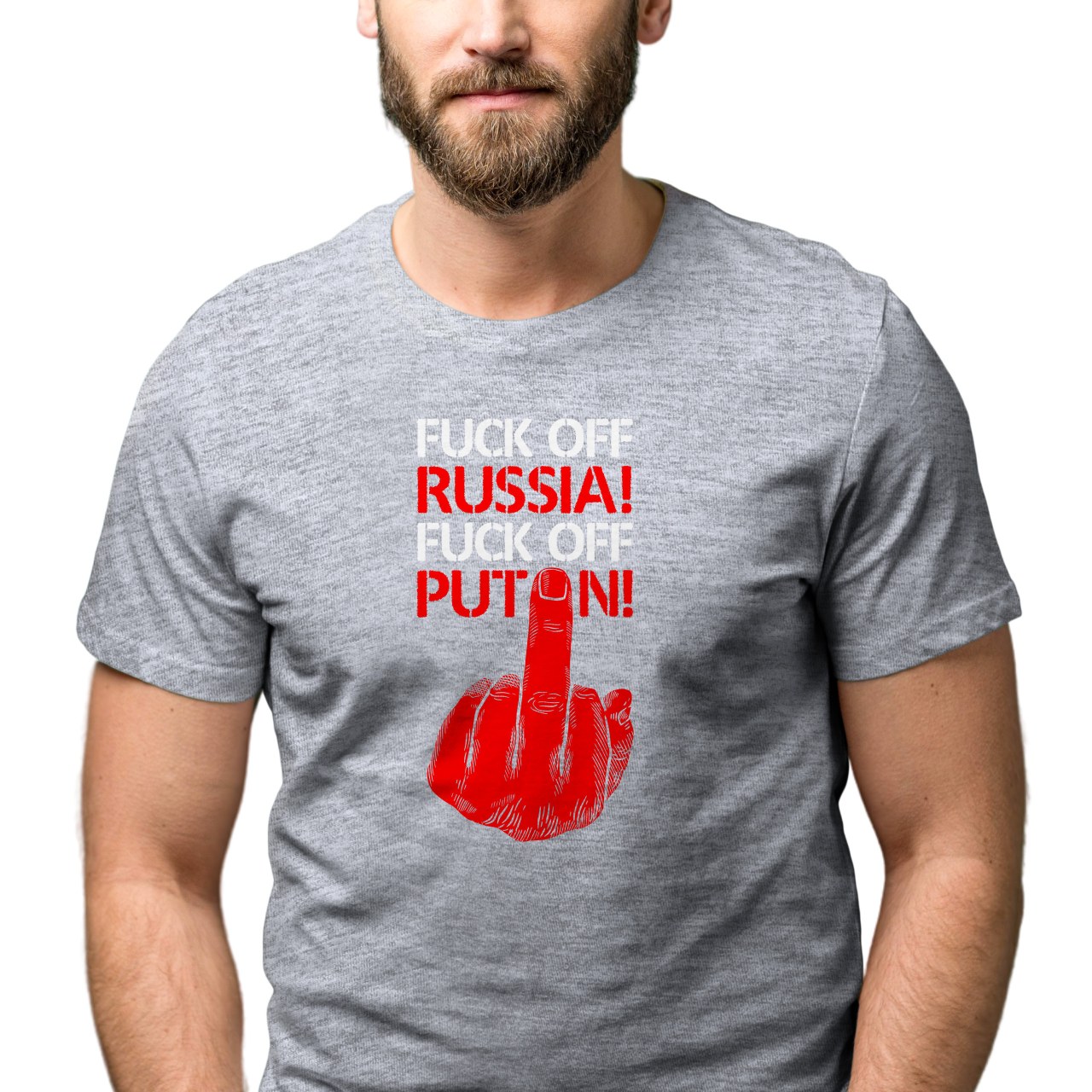 Pánské tričko s potiskem “Fuck off Russia! Fuck off Putin!”