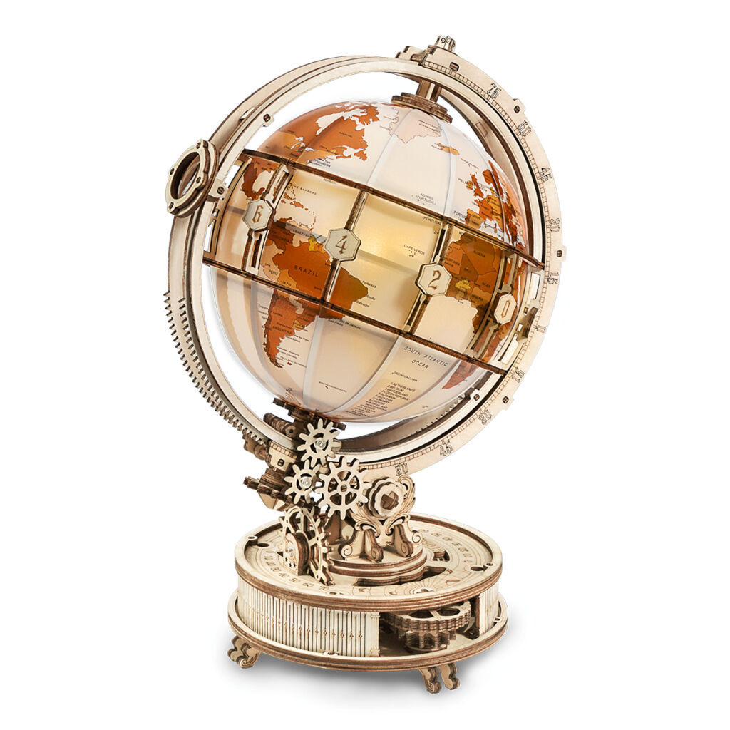 Robotime luminious globe - Dřevěný model Globus svítící