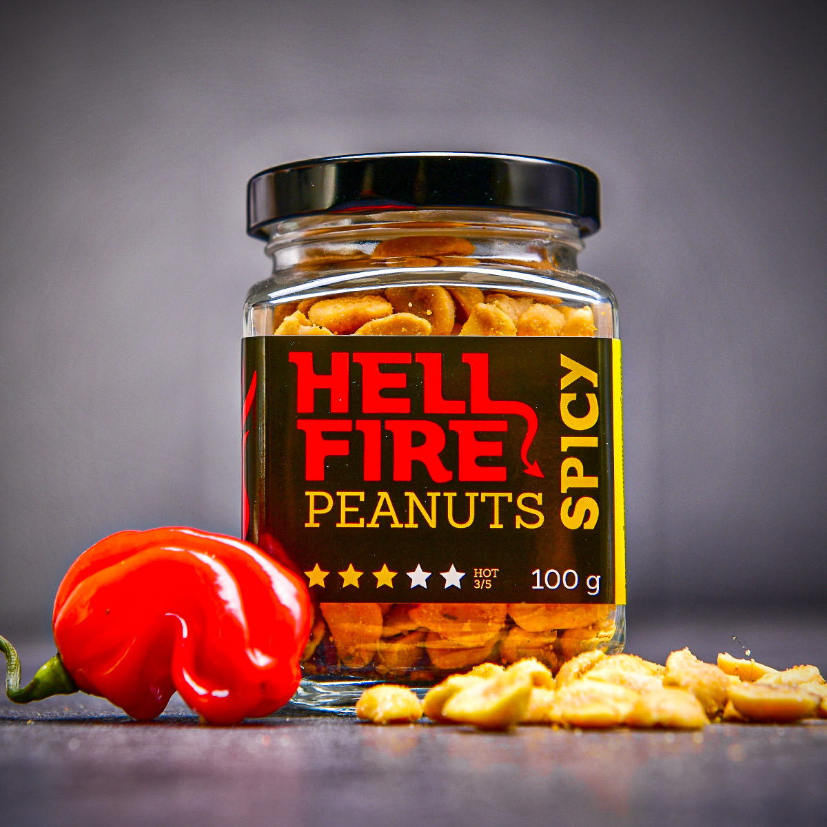 Pekelně ostré arašídy s papričkou Habanero – kořeněné 100 g