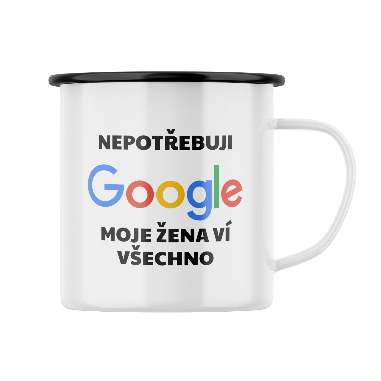 Plecháček s potiskem Nepotřebuji Google, moje žena ví všechno