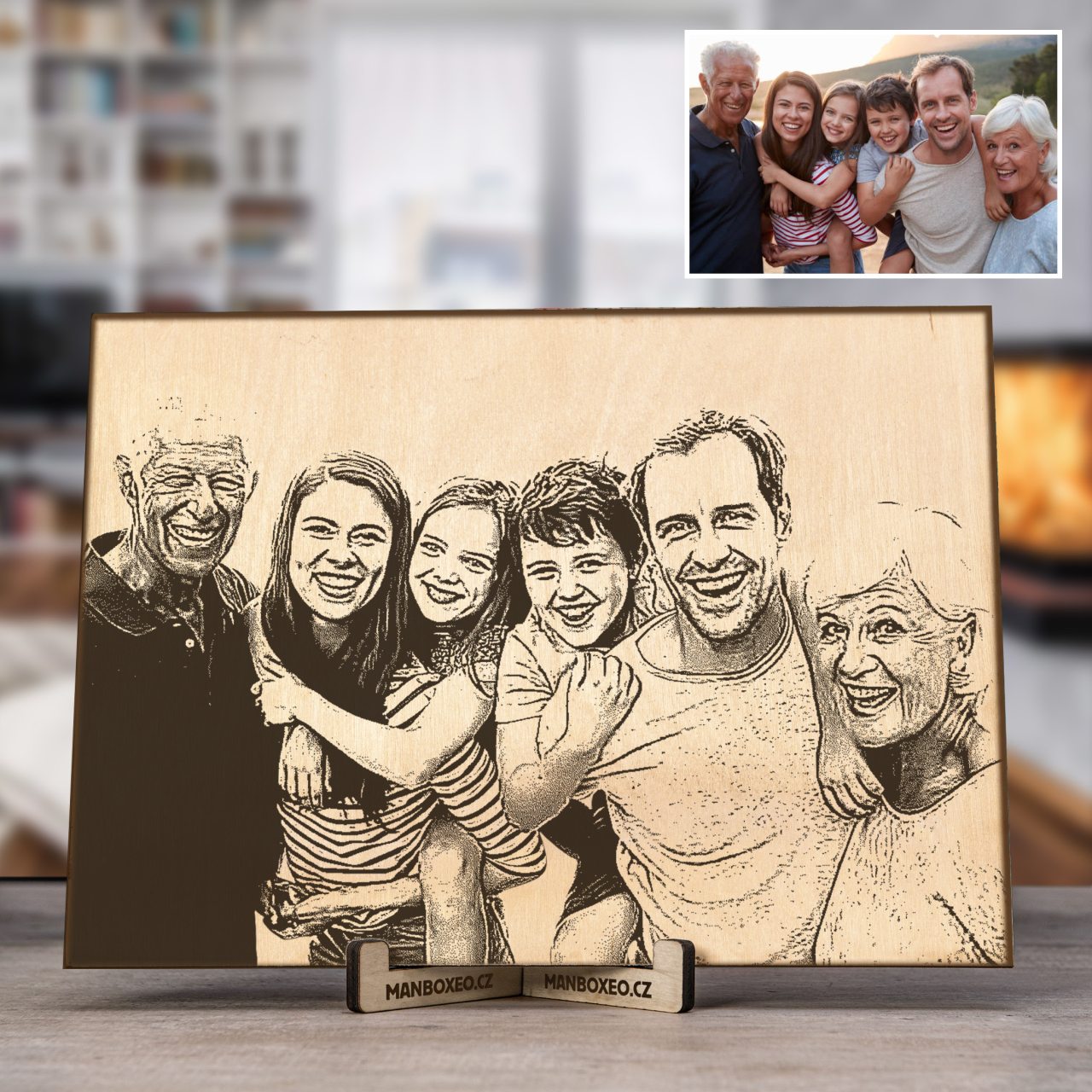 Fotka na dřevo - Rodinný portrét A5 (160 x 220 mm)