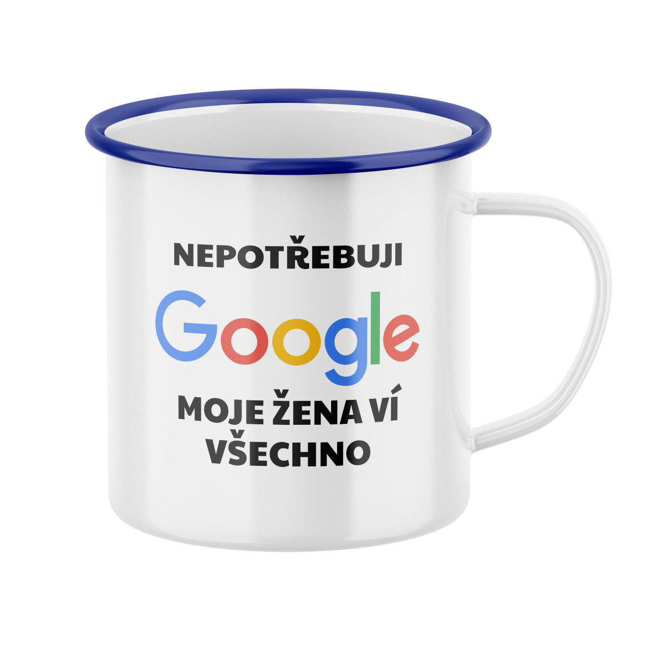 Plecháček s potiskem Nepotřebuji Google, moje žena ví všechno