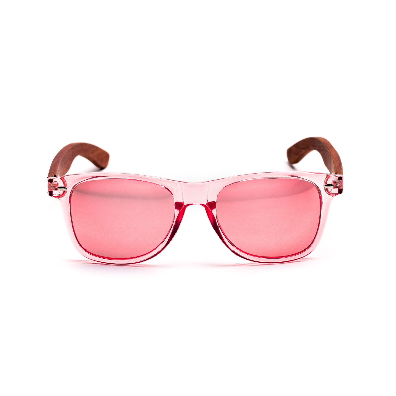 Brýle Classic – růžové čočky + průhledné růžové obroučky + růže s gravírováním