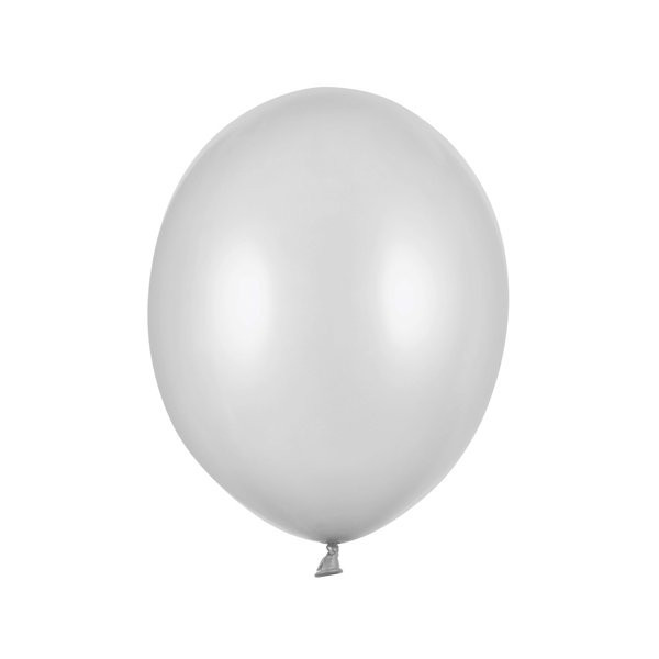 Latexový balónek - Metalická stříbrná 27cm - 100 ks