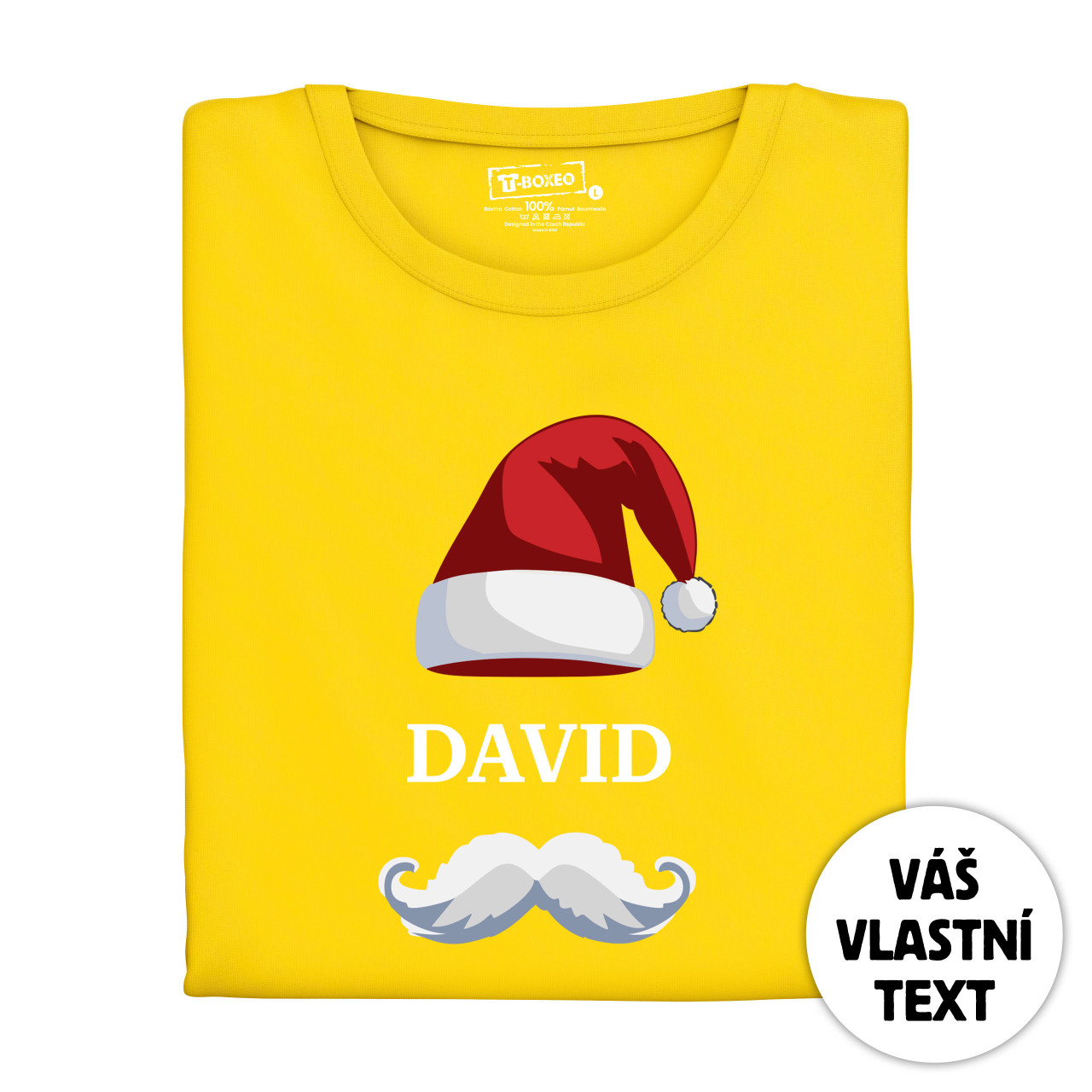 Pánské tričko s potiskem “Vánoční čepice s knírem” a jménem