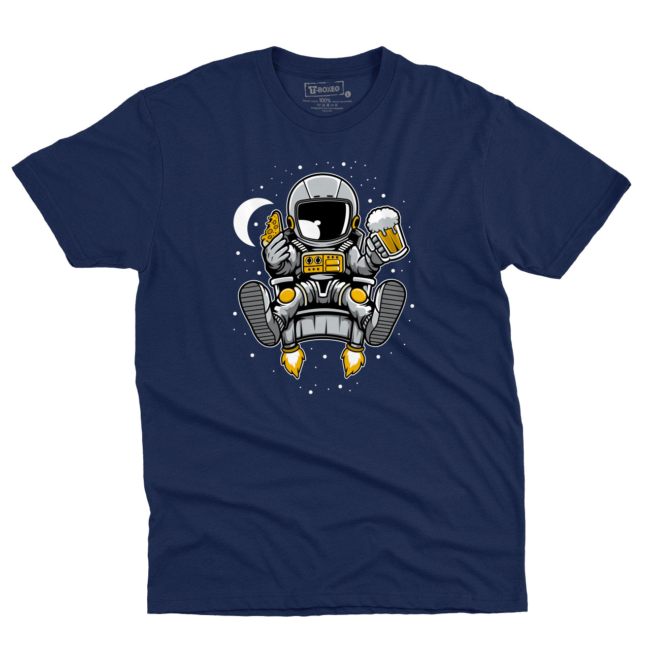 Pánské tričko s potiskem “Astronaut s pivem a pizzou”