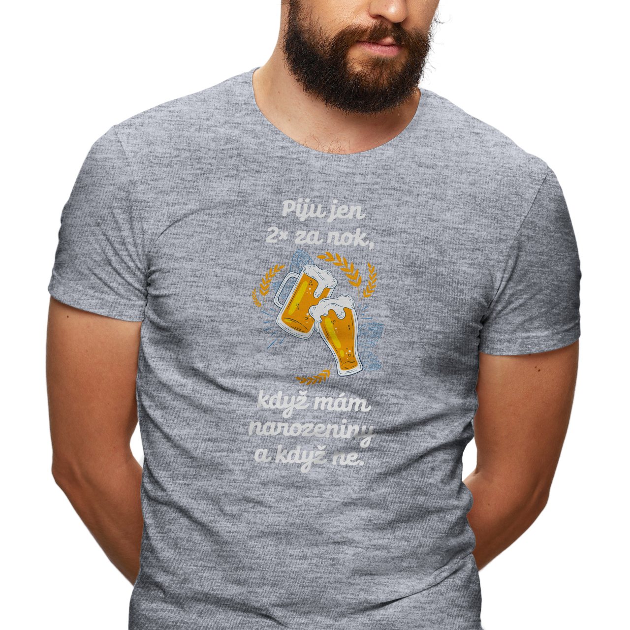 Pánské tričko s potiskem “Piju jen 2x za rok”