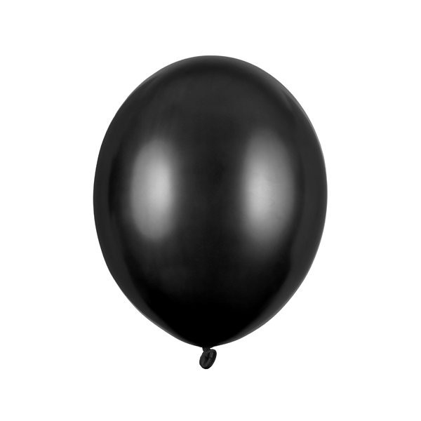 Latexový balónek - Metalická černá 27cm 10 ks