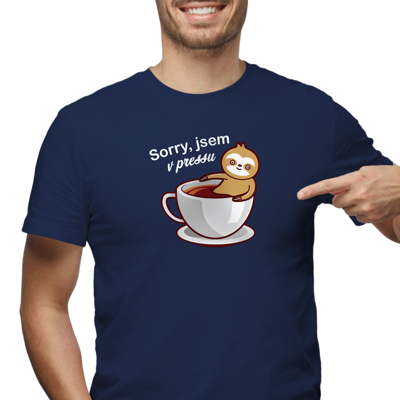 Pánské tričko s potiskem “Sorry, jsem v pressu”