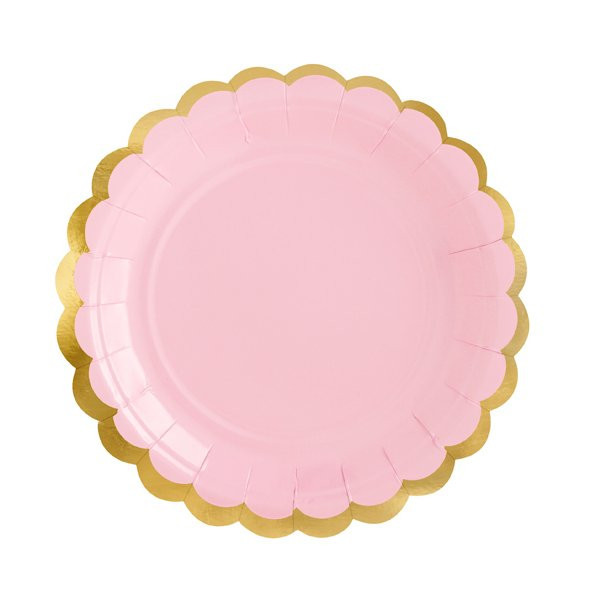 Papírový talíř - pastelově růžový 18cm 6ks