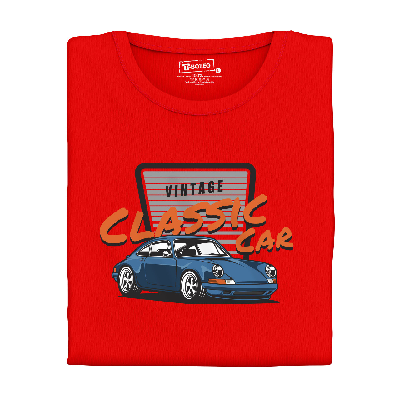 Pánské tričko s potiskem “Vintage Classic Car, modré Porsche"