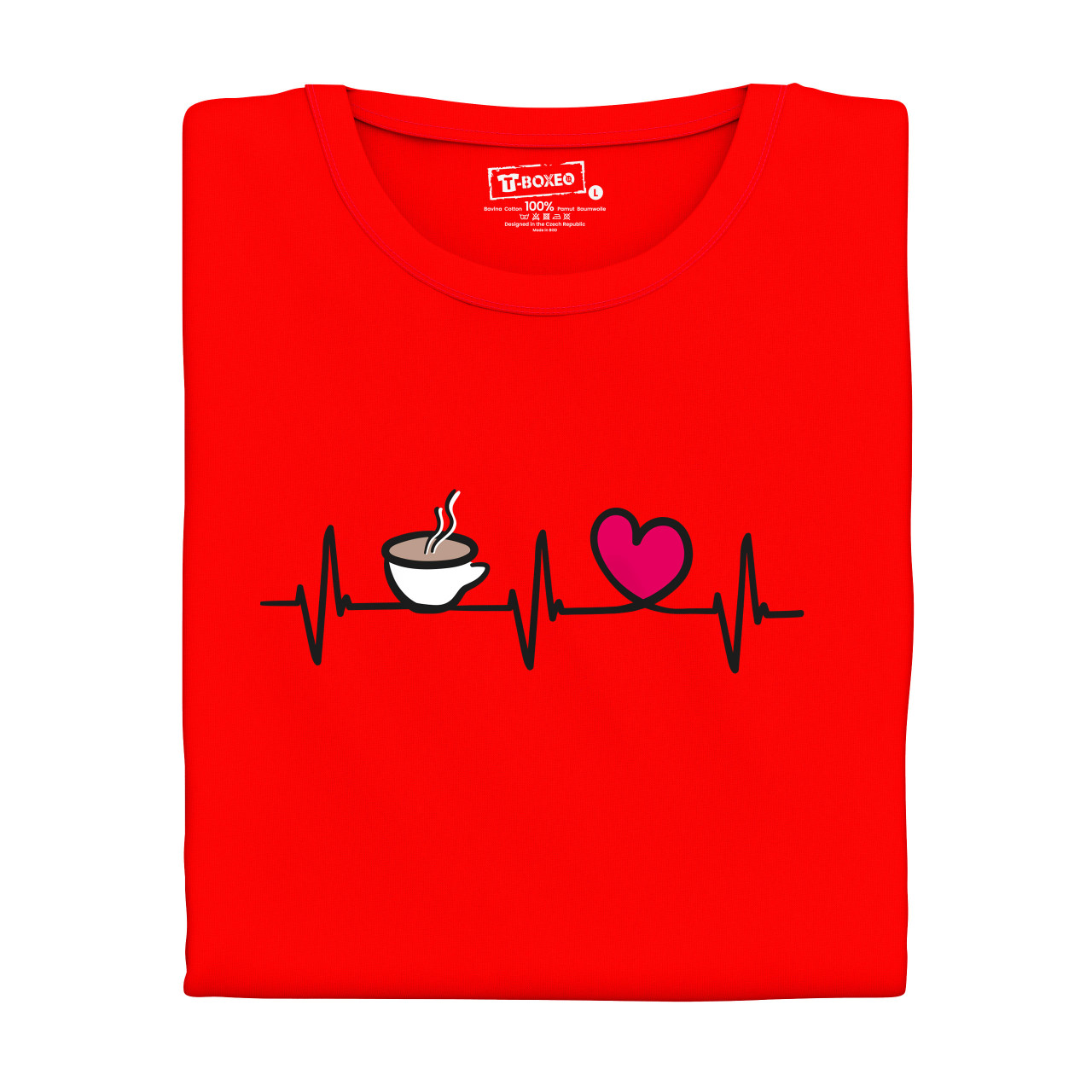 Dámské tričko s potiskem “Tlukot srdce – šálek kávy”