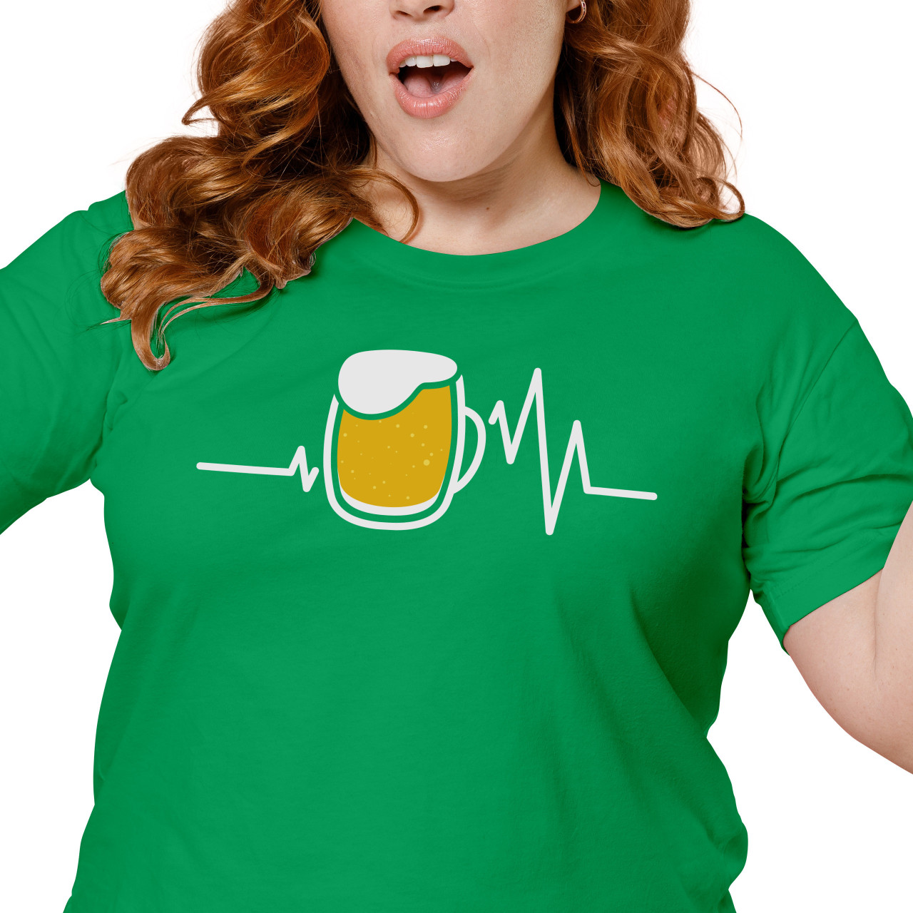 Dámské tričko s potiskem “Tep srdce s pivem”