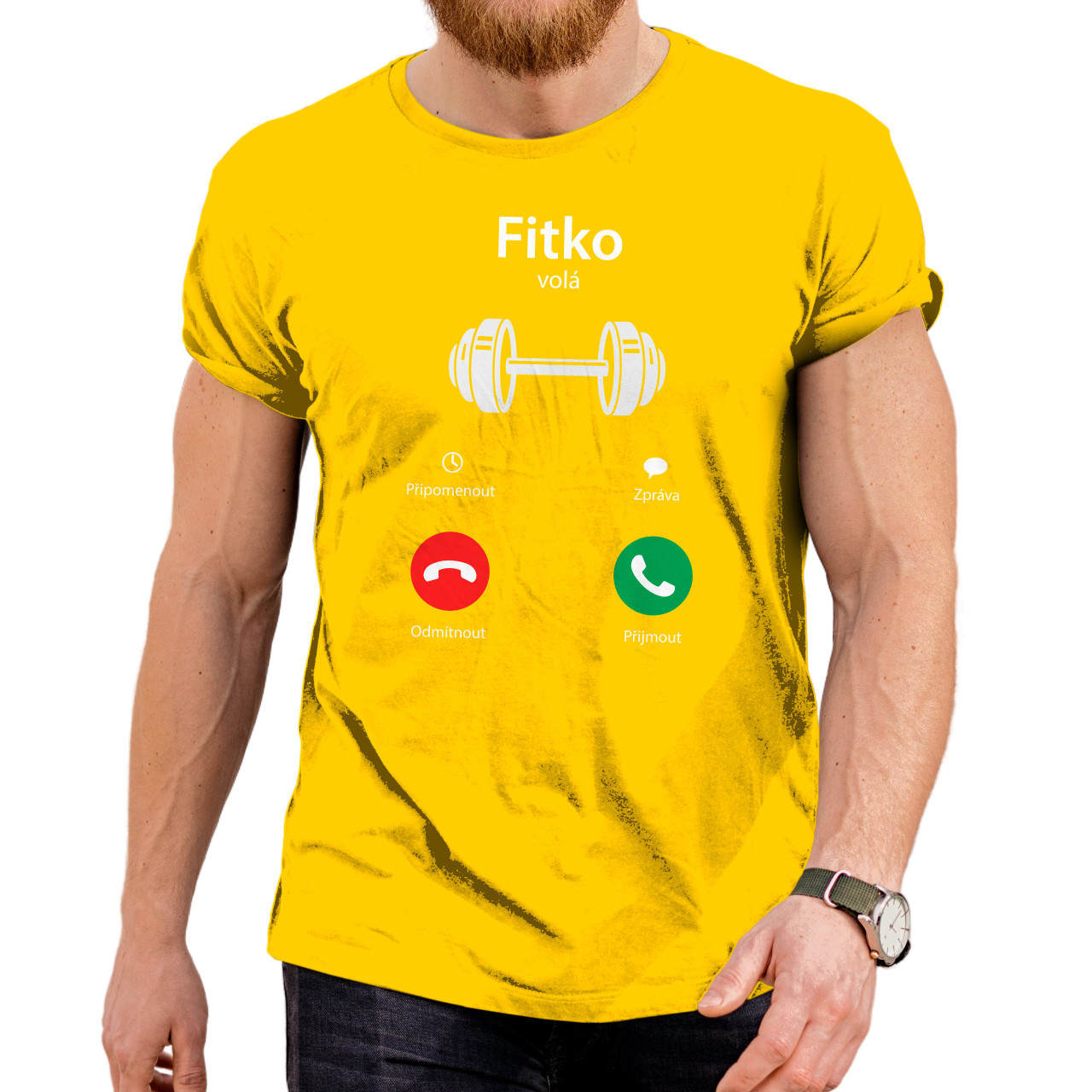 Pánské tričko s potiskem “Fitness volá”
