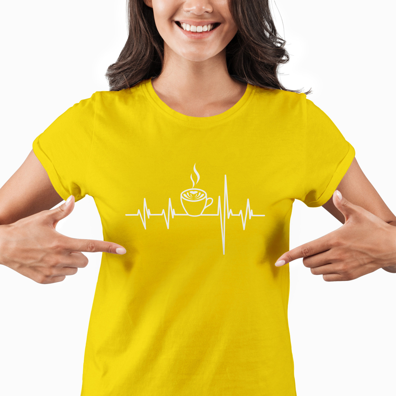 Dámské tričko s potiskem "Srdeční tep Kafe"
