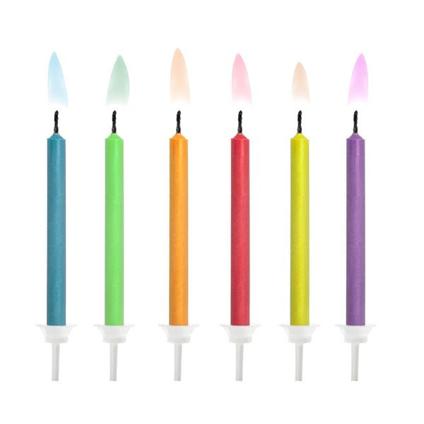 Svíčky barevný plamen 6 cm - 6ks