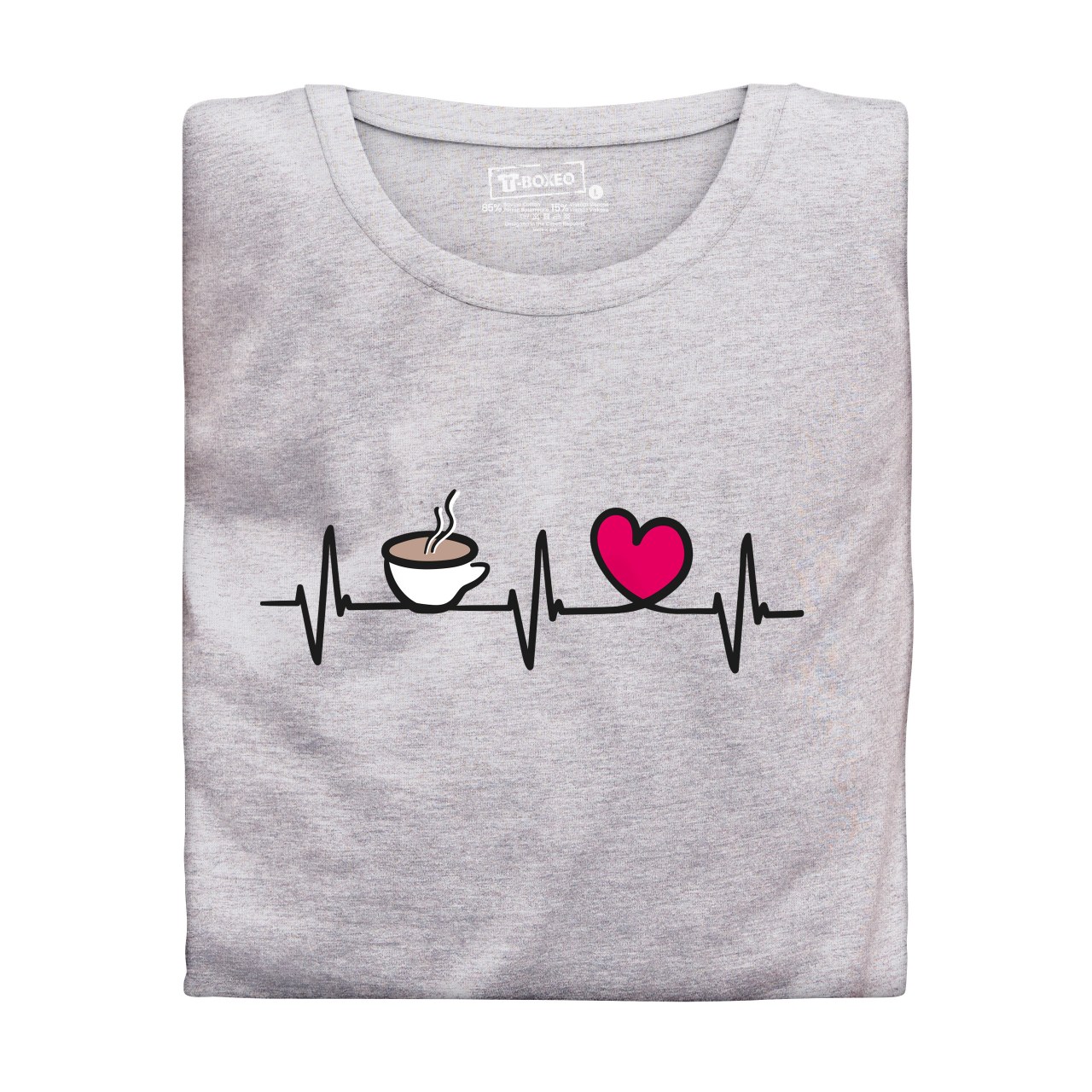 Dámské tričko s potiskem “Tlukot srdce – šálek kávy”