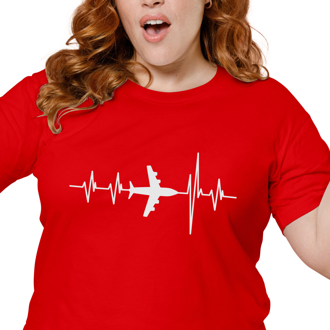 Dámské tričko s potiskem "Srdeční tep Dopravní letadlo"