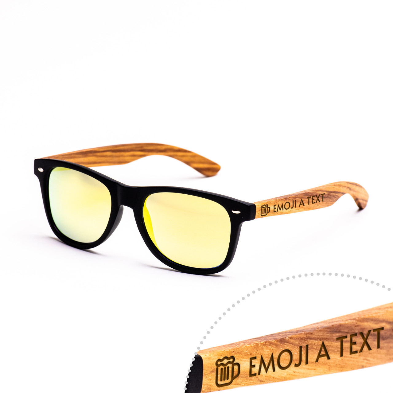Brýle Classic –  zlaté čočky + černé obroučky + zebra s gravírováním