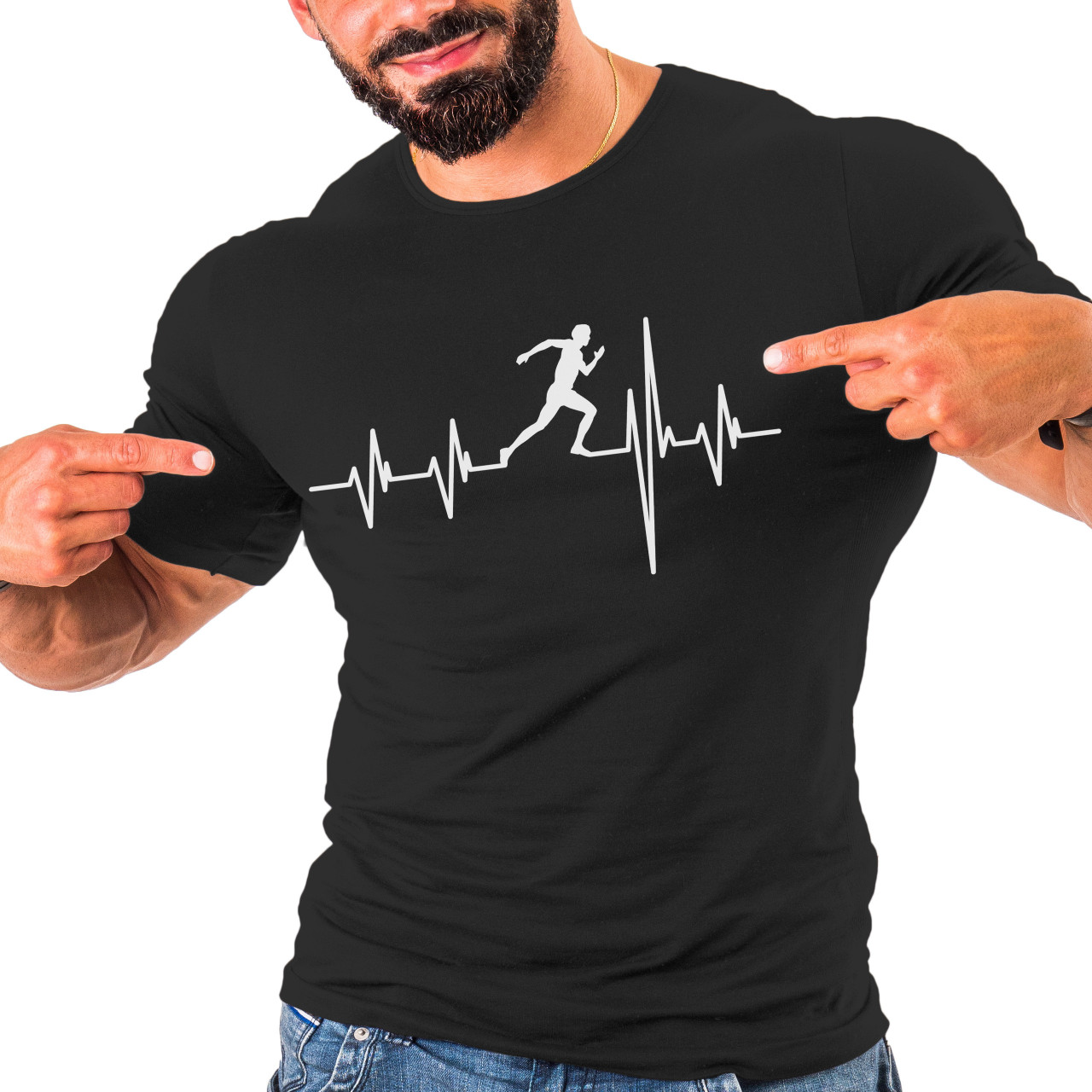 Pánské tričko s potiskem "Srdeční tep Běh"