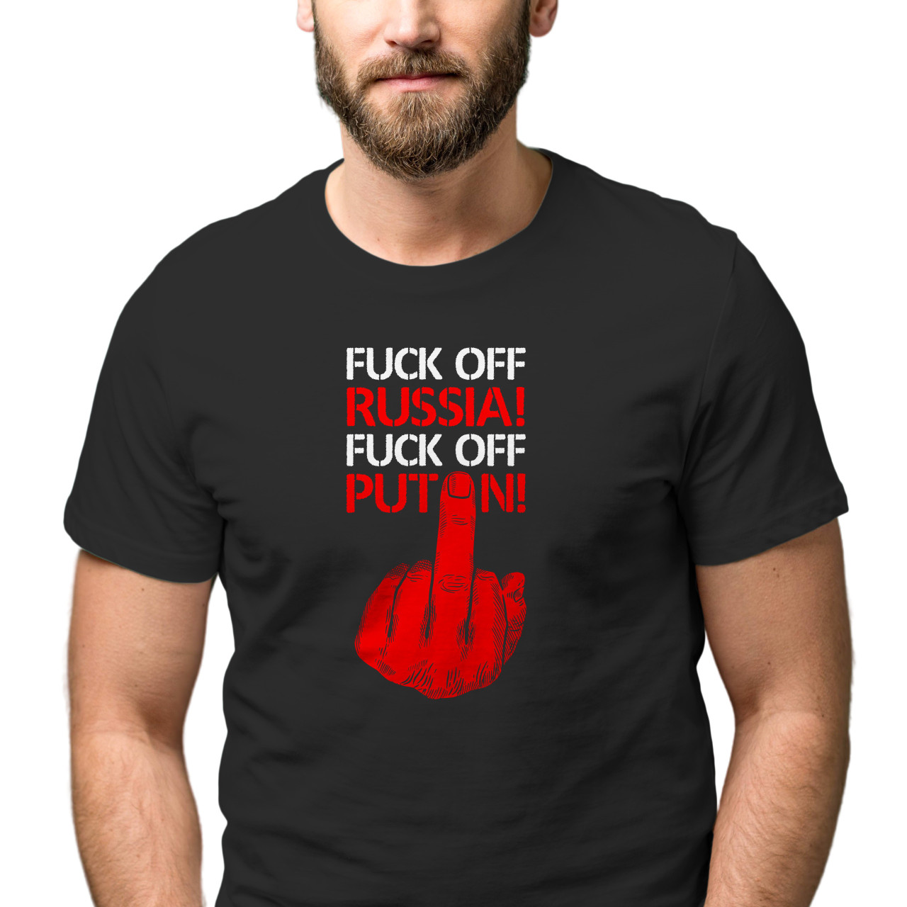 Pánské tričko s potiskem “Fuck off Russia! Fuck off Putin!”