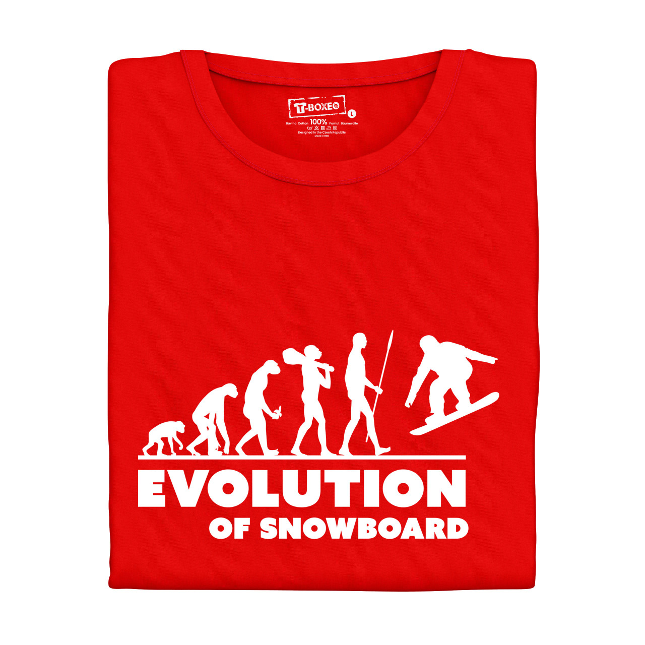 Dámské tričko s potiskem "Evoluce Snowboardistky"