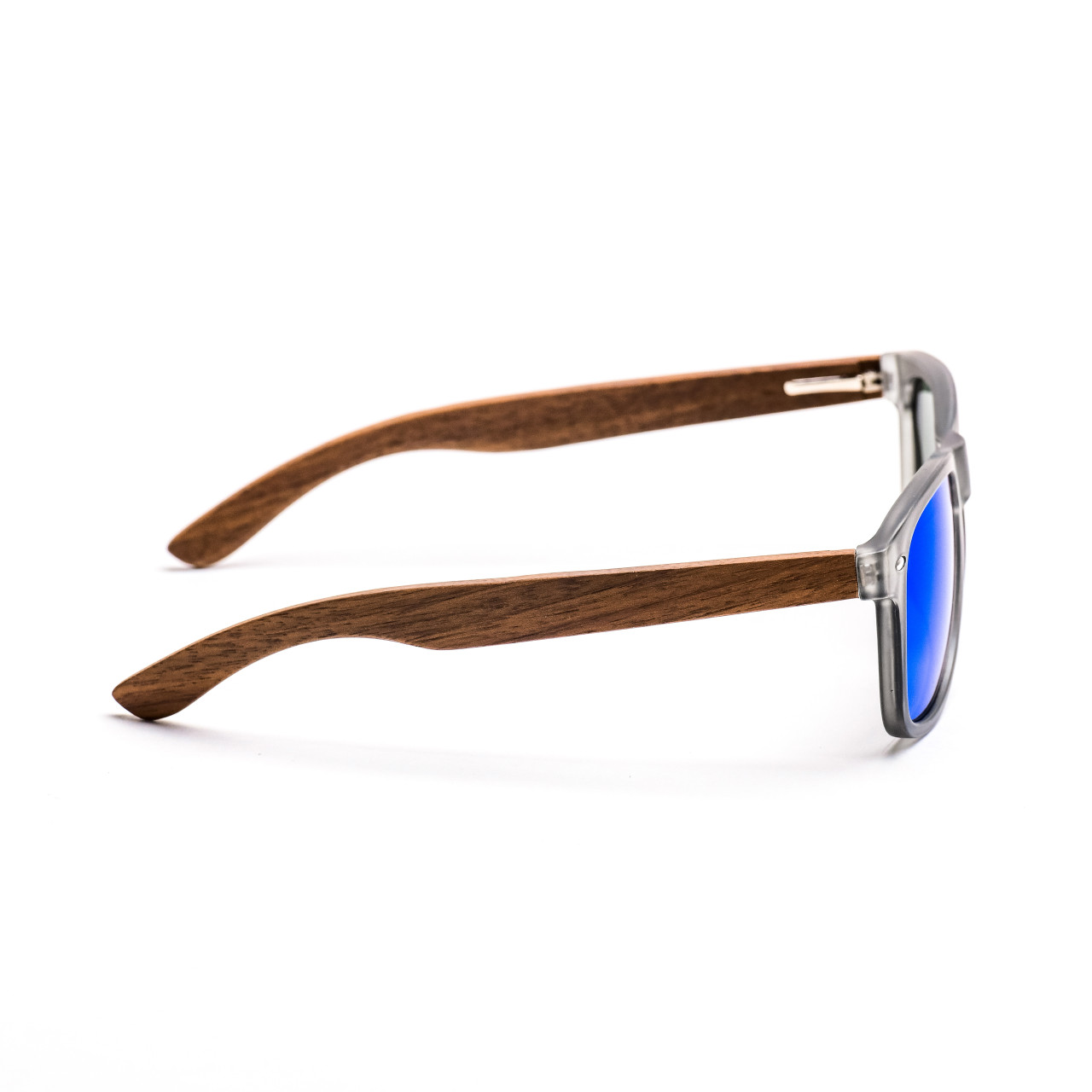 Brýle Classic – modré čočky + šedé obroučky + tmavý ořech