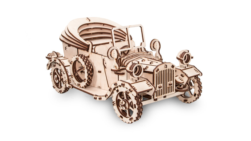 Dřevěný skládací 3D model - Retrocar