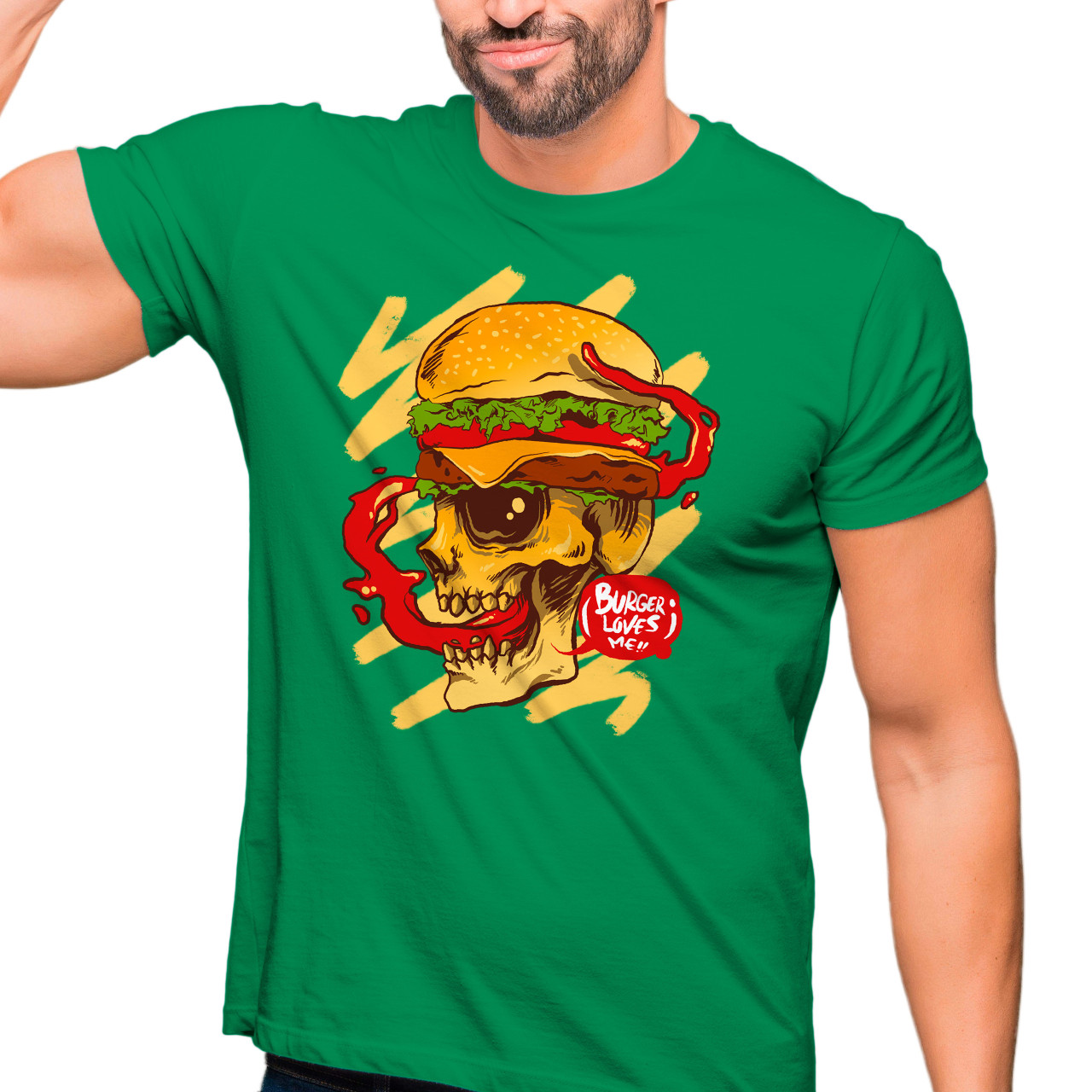 Pánské tričko s potiskem "Hamburgerová lebka"