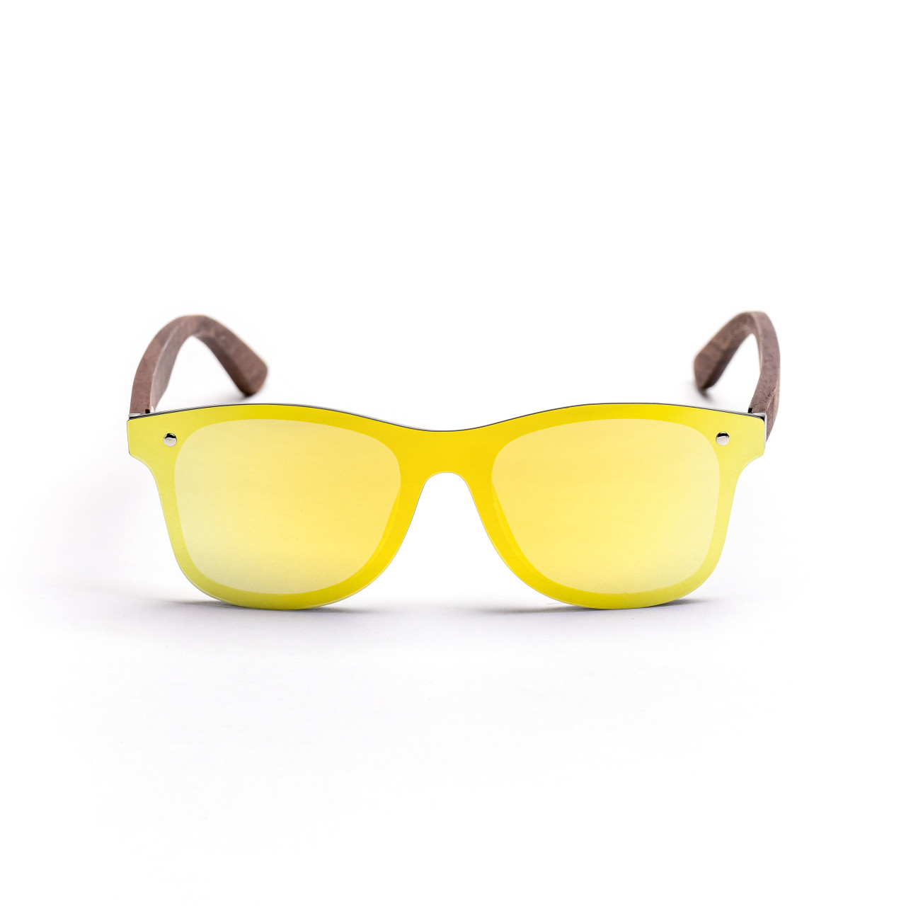 Brýle Luxury – žluté čočky + tmavý ořech s gravírováním