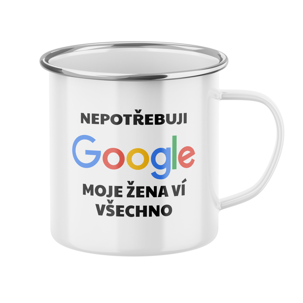 Plecháček s potiskem Nepotřebuji Google, moje žena ví všechno