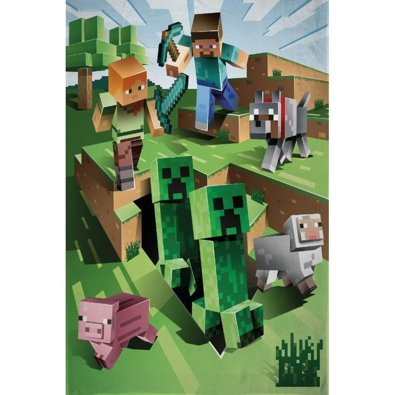 Fleecová deka Minecraft motiv Farma Polar Fleece