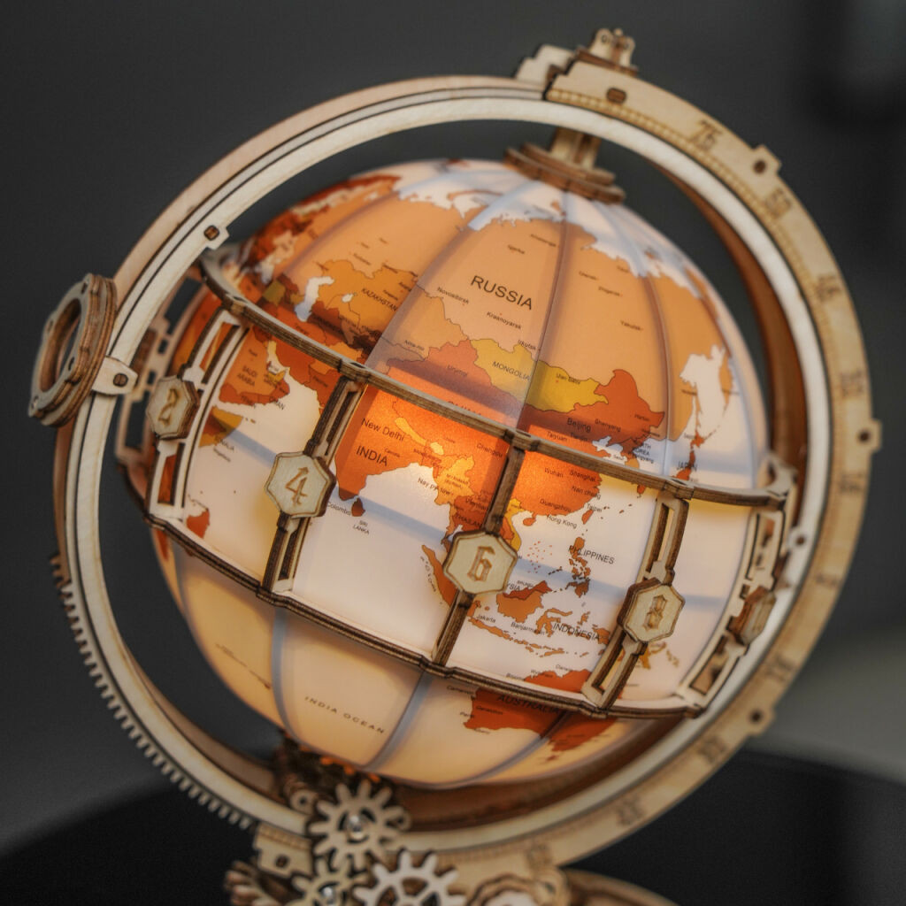 Robotime luminious globe - Dřevěný model Globus svítící