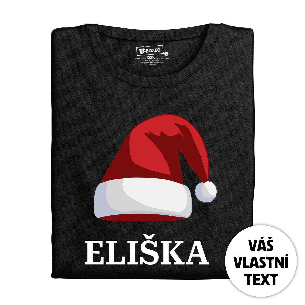 Dámské tričko s potiskem “Vánoční čepice ” a jménem