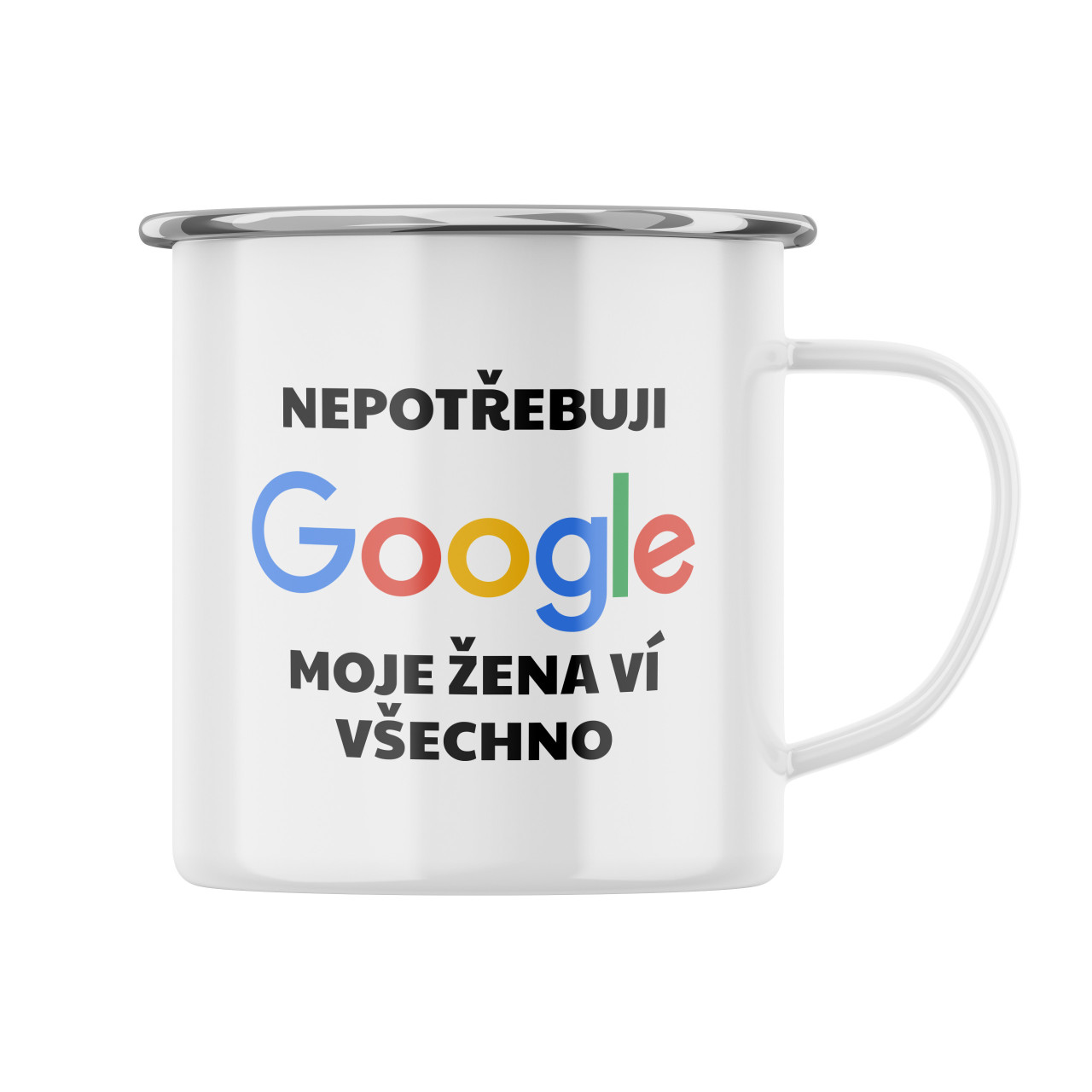 Plecháček s potiskem Nepotřebuji Google, moje žena ví všechno
