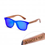 Brýle Luxury – modré čočky + tmavý ořech s gravírováním
