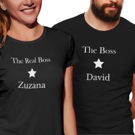 Trička pro páry “The Boss, The Real Boss” se jmény