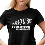 Dámské tričko s potiskem "Evoluce Snowboardistky"