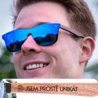 Brýle Luxury – modré čočky + tmavý ořech s gravírováním