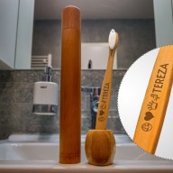 Bambusový set na zubní hygienu s gravírováním - bílý kartáček