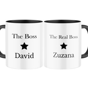 Keramické hrnky s potiskem "The Boss", "The Real Boss" se jménem