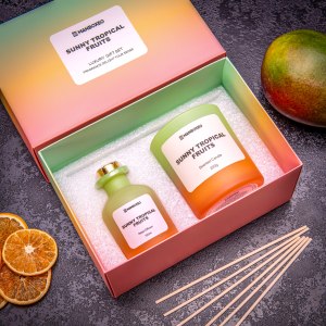 Luxusní dárková sada vonné svíčky a aroma difuzéru s intenzivní vůní - Sunny Tropical Fruits