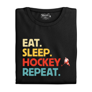 Pánské tričko s potiskem "Eat, sleep, hockey repeat"