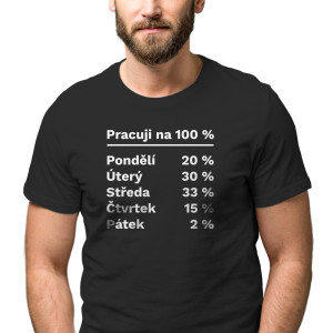 Tričko s potiskem “Pracuji na 100 %”