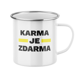 Hrnek s potiskem Karma je zdarma