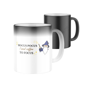 Hrnek s potiskem Hocus pocus, I need coffee to focus