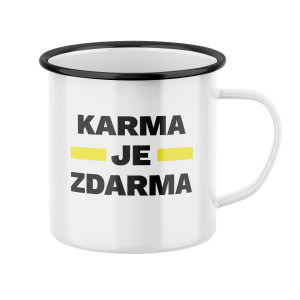 Hrnek s potiskem Karma je zdarma